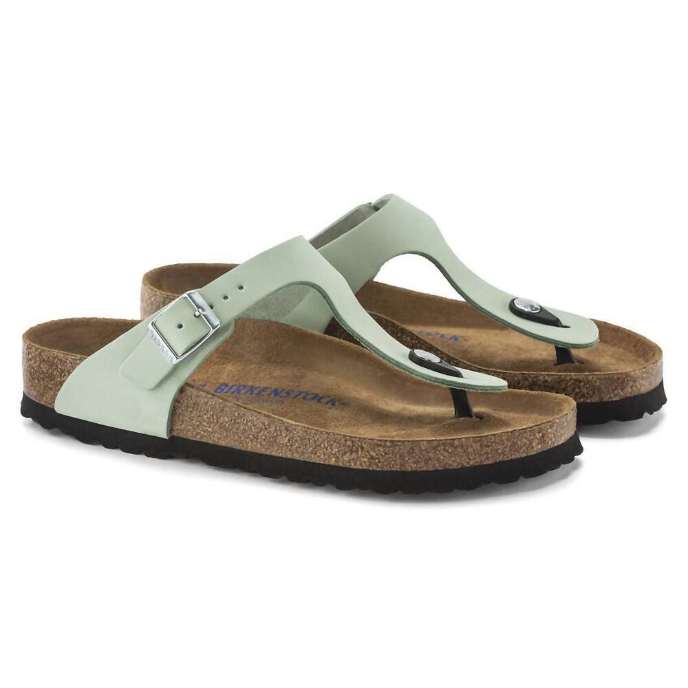 NEW BIRKENSTOCK women's gizeh nubuck leather sandal in matcha